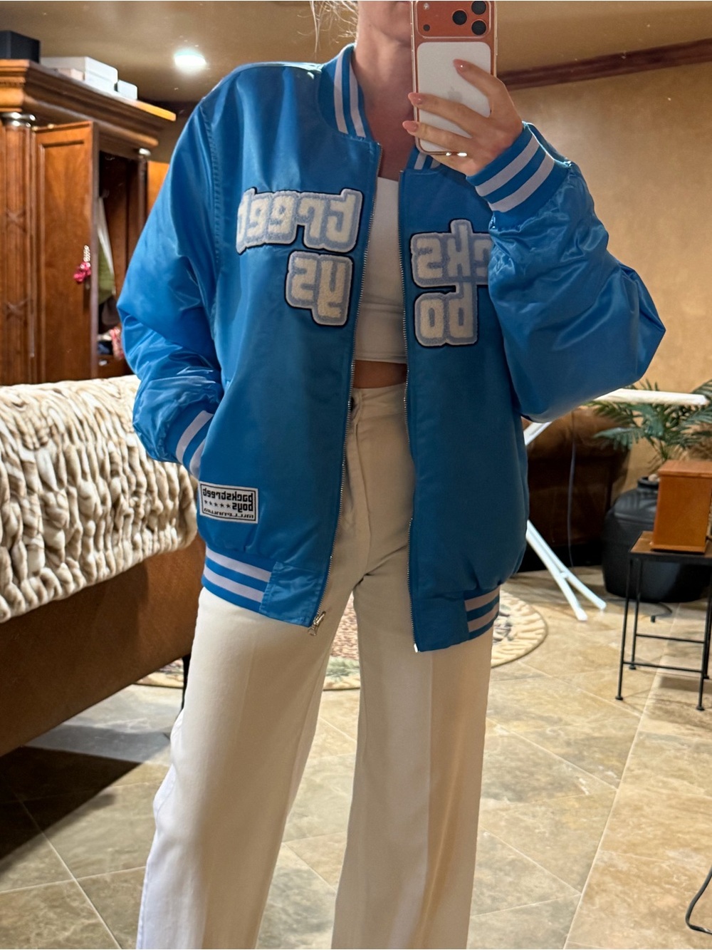 Backstreet Boys BSB Millennium Sphere Las Vegas Satin Bomber Jacket - Blue